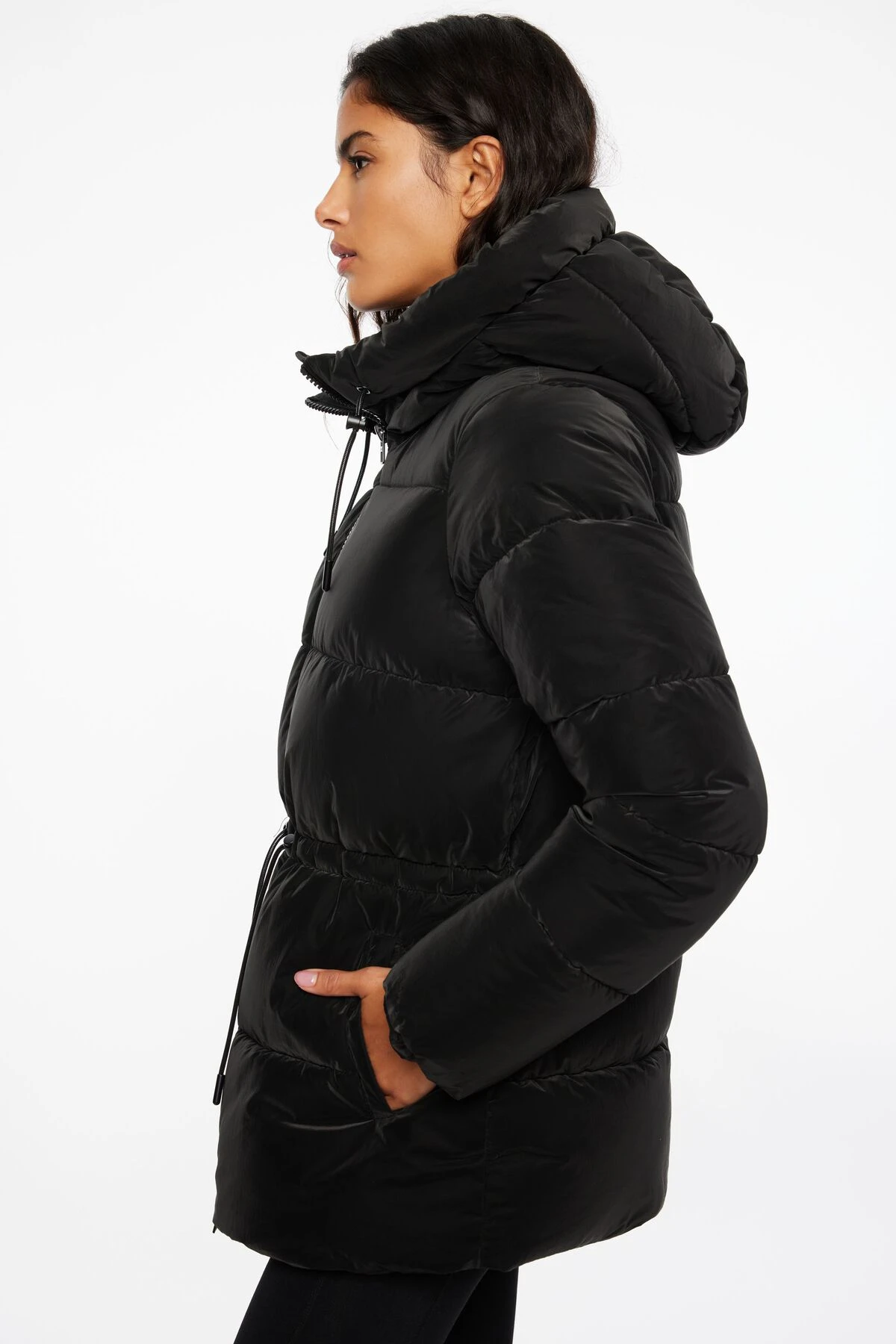 Dynamite Lustre Puff ™ Cinched Waist Puffer Jacket In Jet Black - Image 5