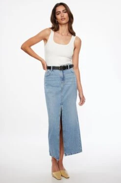 Dynamite Denim Maxi Skirt In Indigo Medium Light