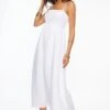Dynamite Neve Linen Maxi Dress In Bright White