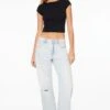 Dynamite Mika Relaxed Straight Mid Rise Jeans In Indigo Light
