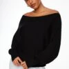 Dynamite Long Sleeve Boat Neck Sweater In Jet Black