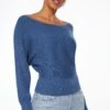 Dynamite Long Sleeve Boat Neck Sweater In Ensign Blue