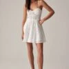 Dynamite Eyelet Flare Mini Dress In Bright White