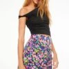 Dynamite Zoey Printed Satin Mini Skirt In Multi-Color Abstract