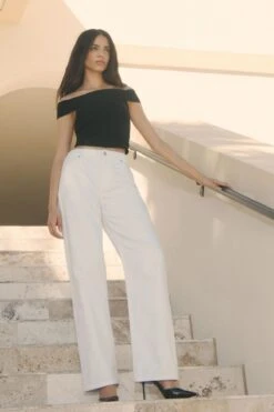 Dynamite Heidi Wide Leg Jeans In Bright White