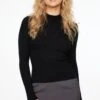 Dynamite Long Sleeve Mock Neckline Sweater In Jet Black
