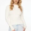 Dynamite Long Sleeve Mock Neckline Sweater In Sea Salt Beige