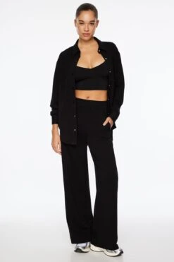 Dynamite Scuba Wide Leg Pants In Jet Black