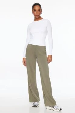 Dynamite Scuba Wide Leg Pants In Bungee Cord Olive