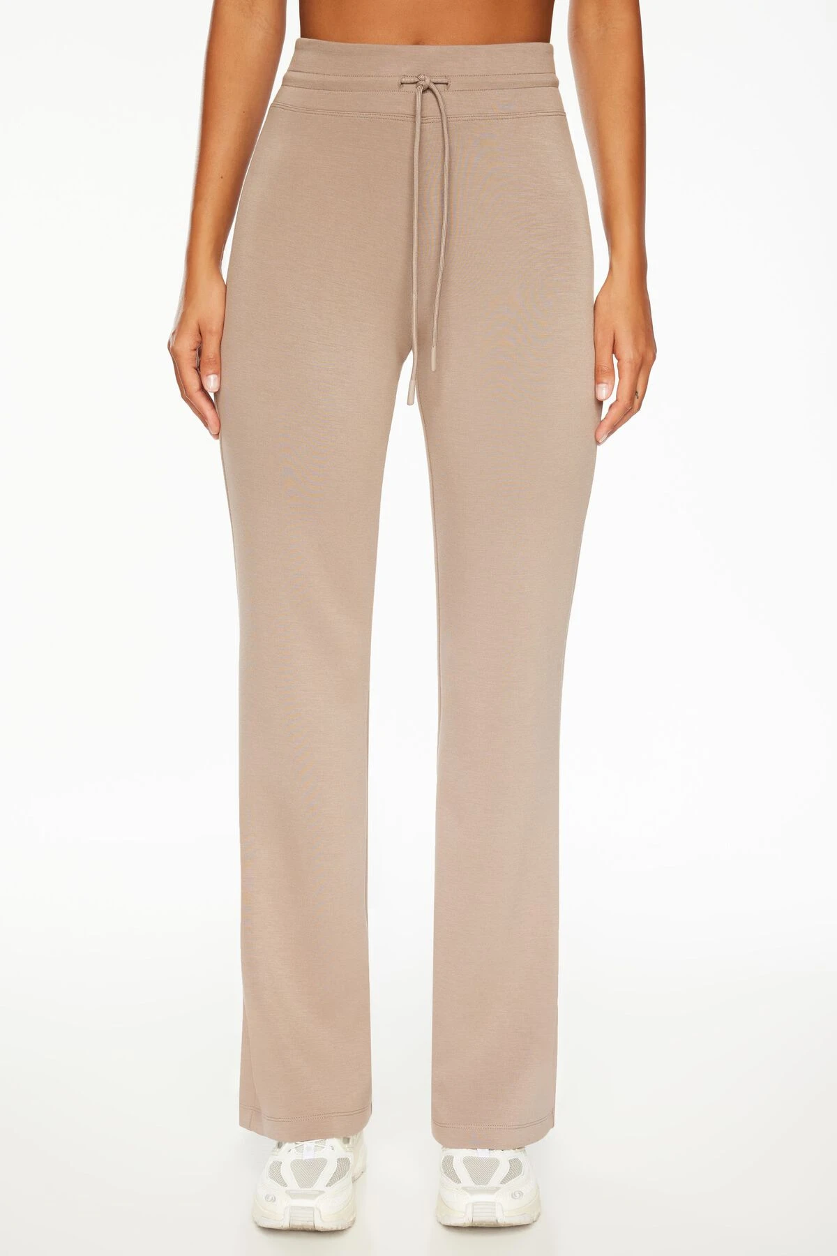 Dynamite Scuba Flared Jogger Pants In Cinder Beige - Image 3
