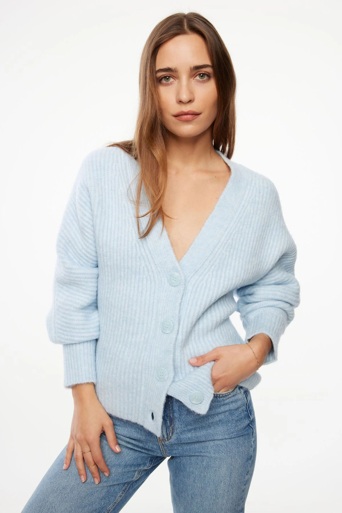 Dynamite Dolman Sleeve Cardigan In Celestial Blue