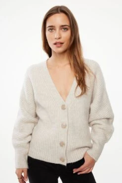 Dynamite Dolman Sleeve Cardigan In Rainy Day Beige Melange