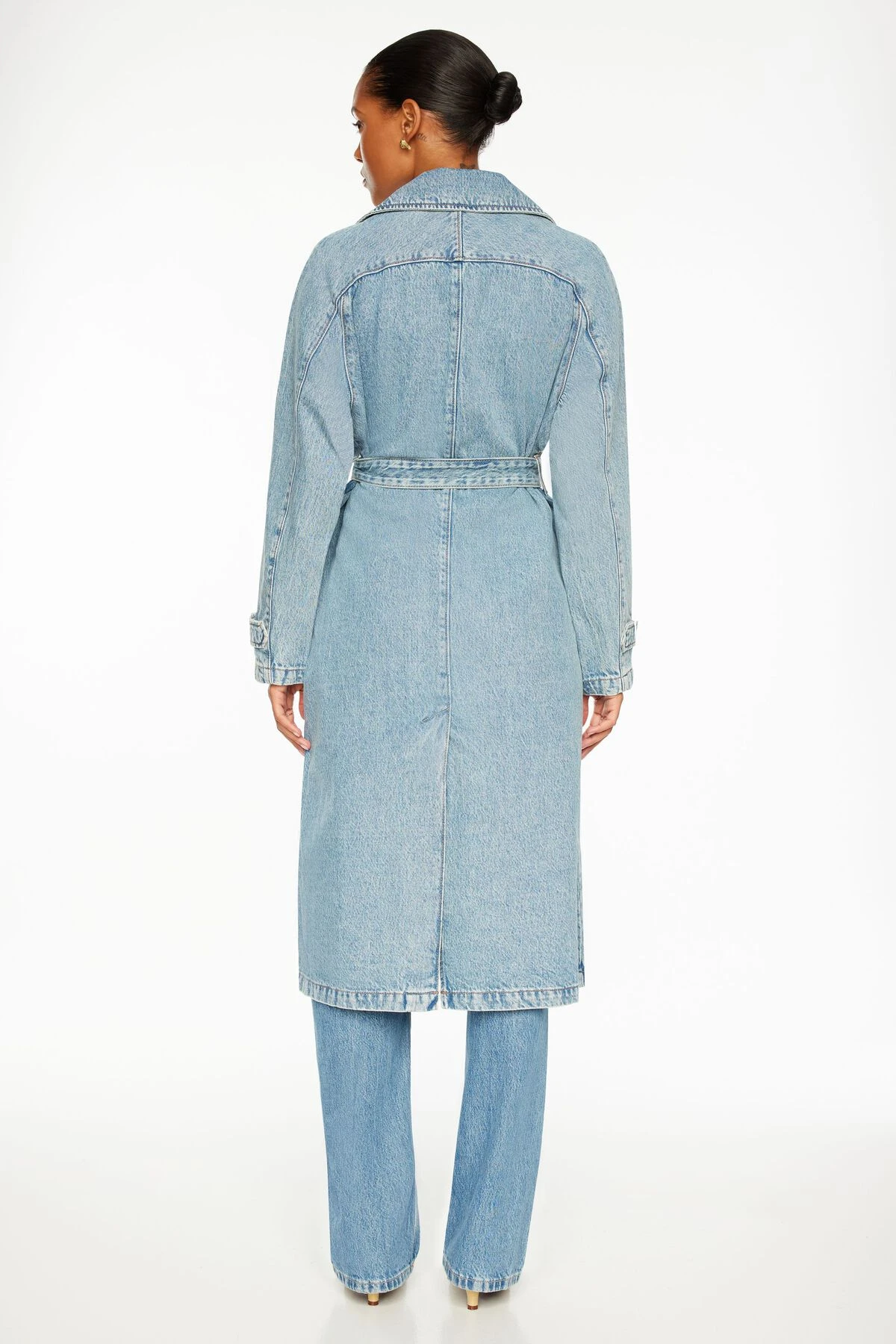 Dynamite Denim Trench Coat In Indigo Medium Light - Image 3