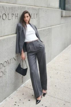 Dynamite Eversleek | Straight Leg Pants In Lead Gray Melange