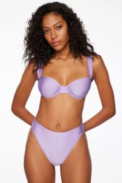 Dynamite High Waisted Cheeky Bikini Bottom In Violet Tulip Purple