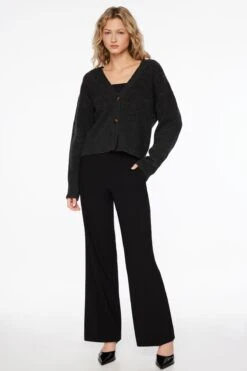 Dynamite High Waisted Wide Leg Pants In Jet Black