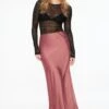 Dynamite Melody Satin Slip Maxi Skirt In Deco Rose Pink