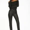 Dynamite Kate Coated Skinny Jeans In Dark Black