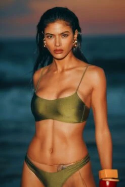 Dynamite Bralette Bikini Top In Capulet Olive Green