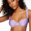 Dynamite Ruched Underwire Bikini Top In Violet Tulip Purple