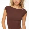 Dynamite Skye Sculpt Open Back Top In French Roast Brown