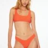 Dynamite Smocked Boomerang Bikini Bottom In Paprika Red