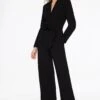 Dynamite Rania Belted Blazer Jumpsuit In Jet Black