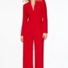 Dynamite Rania Belted Blazer Jumpsuit In Fiesta Red