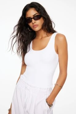 Dynamite Nessa Sleeveless Ribbed Bodysuit In Bright White