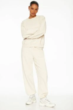 Dynamite Relaxed Jogger Pants In Polished Pearl Beige