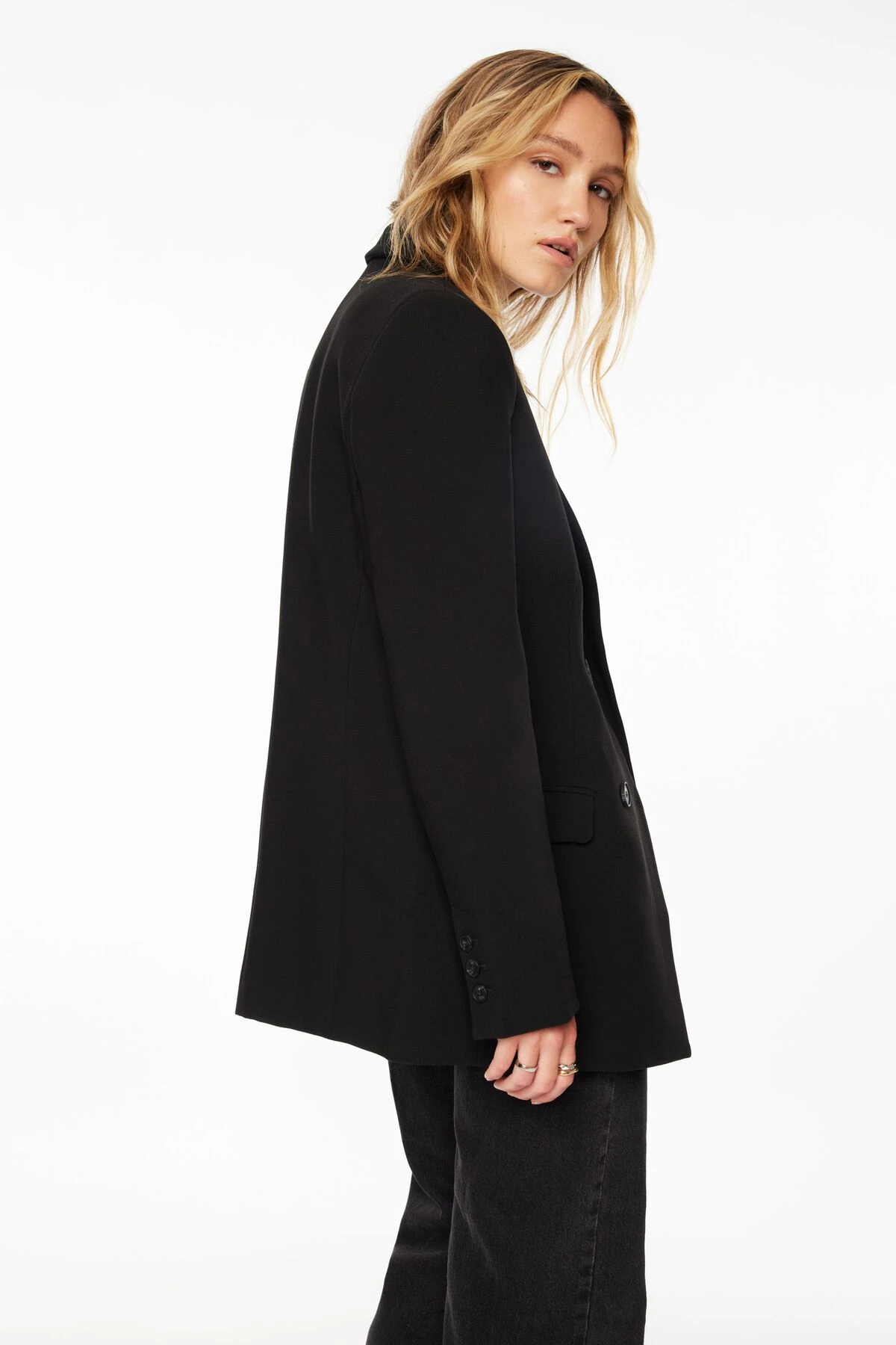 Dynamite Anya Double Breasted Blazer In Jet Black - Image 4