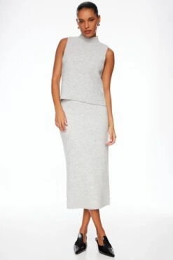 Dynamite Heavenlyarn™ Midi Skirt In Light Grey Mix