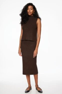 Dynamite Heavenlyarn™ Midi Skirt In French Roast Brown Melange