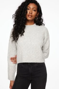 Dynamite Heavenlyarn™ Cable Knit Sweater In Medium Grey Melange