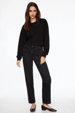 Dynamite Justina Straight Leg Jeans In Washed Black