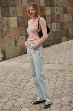 Dynamite Mika Relaxed Straight Jeans In Indigo Light