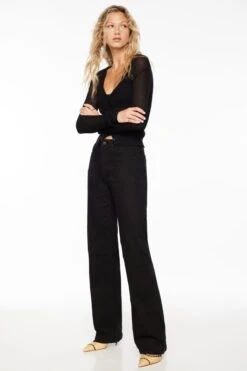 Dynamite Heidi Wide Leg Jeans In Jet Black