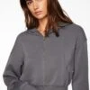 Dynamite Scuba Cropped Zip Up Hoodie In Charcoal Grey