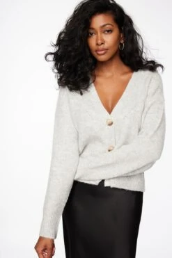 Dynamite Heavenlyarn™ V-Neck Cardigan In Medium Grey Melange