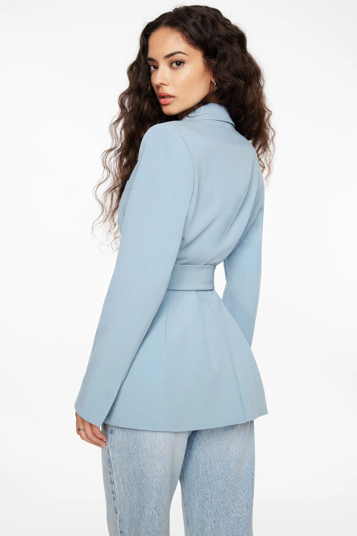 Dynamite Leia Belted Blazer In Ashley Blue - Image 4