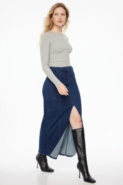 Dynamite Denim Maxi Skirt In Indigo Dark