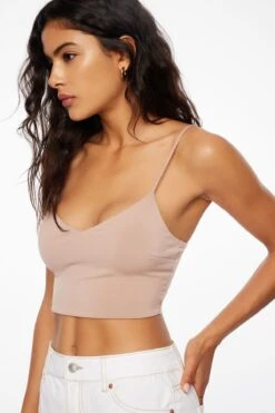 Dynamite Kai Sculpt Crop Top In Sashimi Taupe