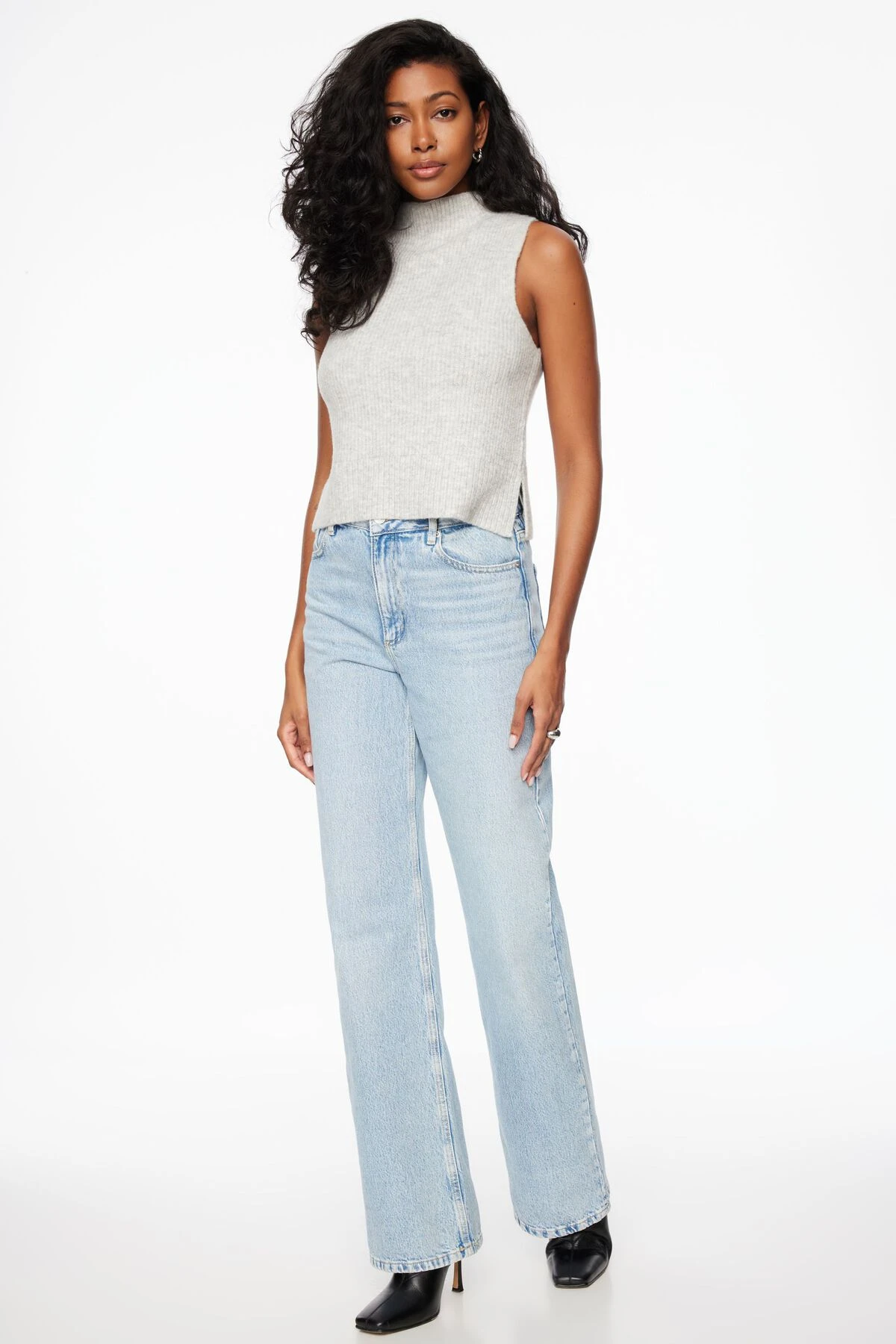 Dynamite Heavenlyarn™ Mock Neck Sweater Vest In Medium Grey Melange - Image 2