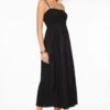 Dynamite Neve Linen Maxi Dress In Jet Black
