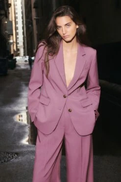 Dynamite Eversleek | Lorelei Two Button Blazer In Rose Violet Purple