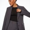 Dynamite Eversleek | Lorelei Two Button Blazer In Lead Gray Melange