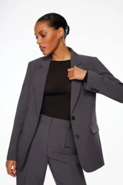 Dynamite Eversleek | Lorelei Two Button Blazer In Lead Gray Melange