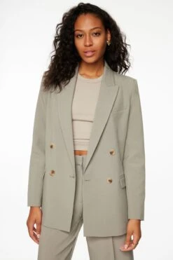 Dynamite Eversleek | Anya Oversized Boyfriend Blazer In Rainstorm Gray
