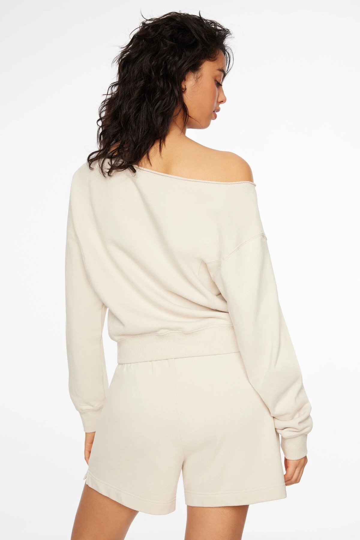 Dynamite Off Shoulder Sweatshirt In Rainy Day Beige - Image 3