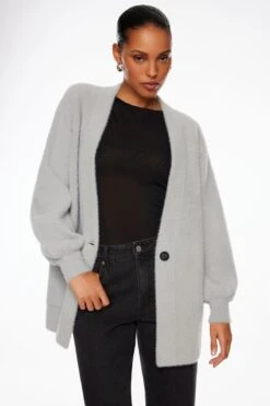 Dynamite Premium Plush™ Cardigan Coat In Alloy Gray